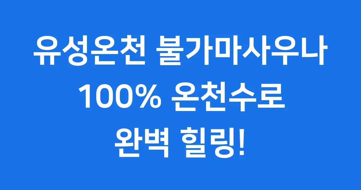 유성온천 불가마사우나 완벽 즐기기