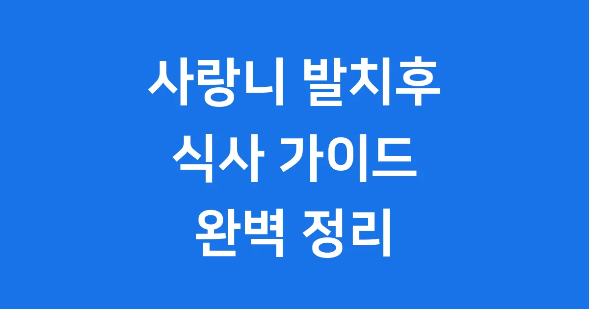 사랑니 발치후 식사