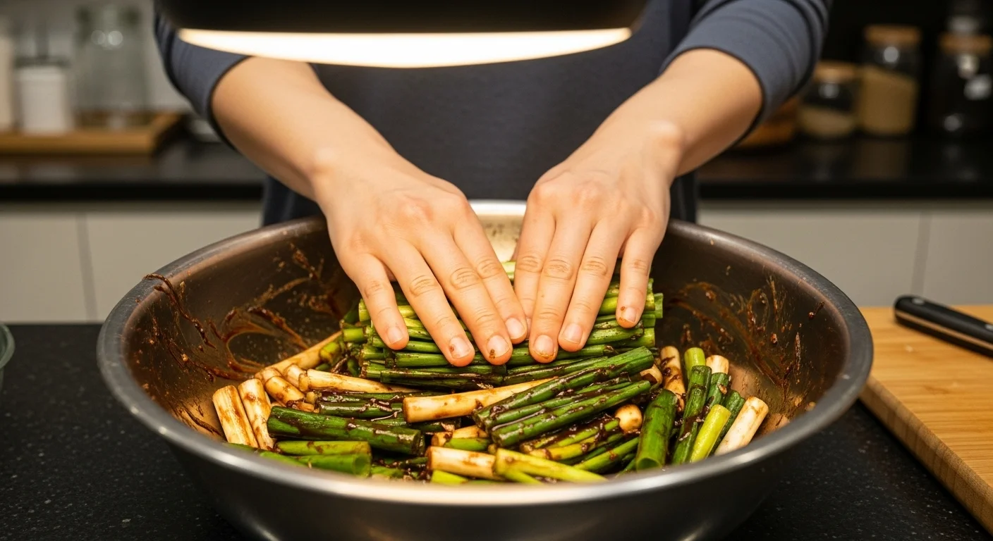 쪽파 전체를 골고루 절이는 비법!