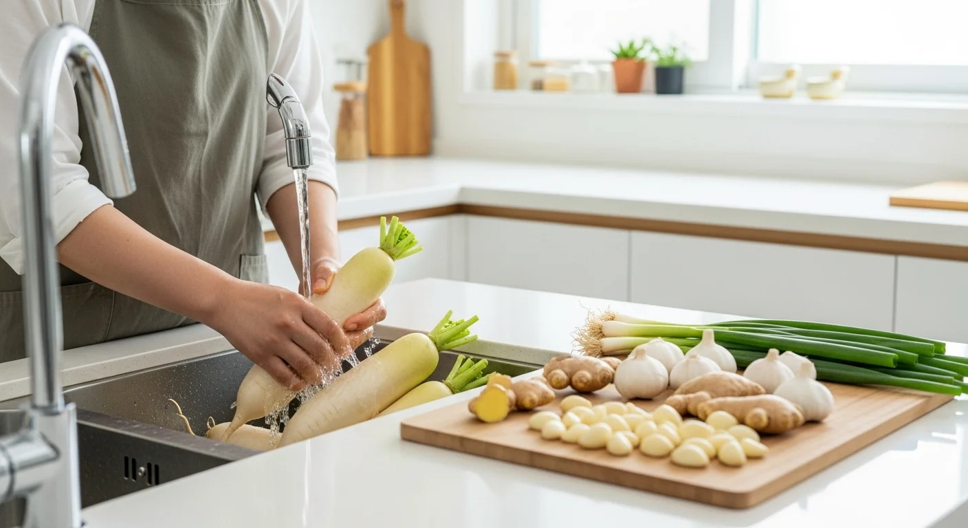 집에서 만드는 시원한 동치미, 재료 준비부터 시작!