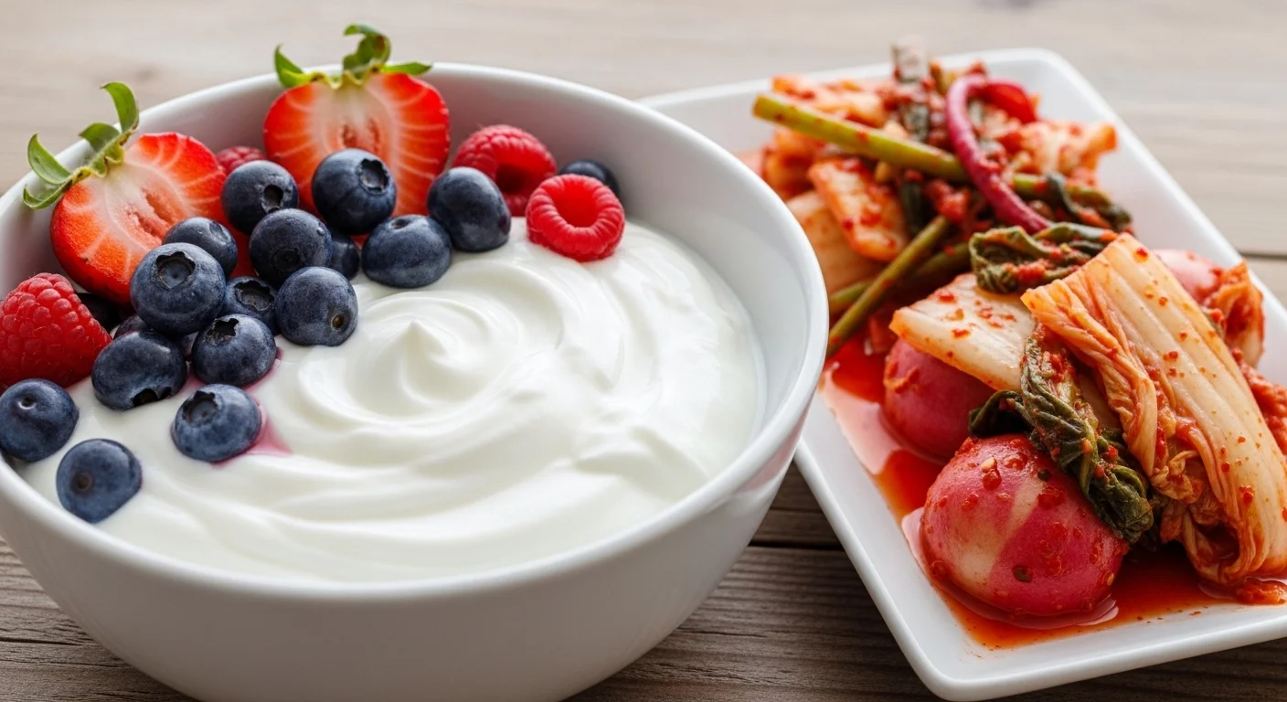 장 건강을 지켜주는 요구르트와 김치