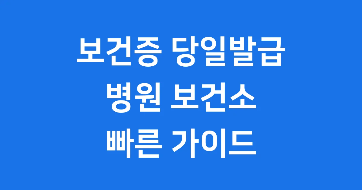 보건증 당일발급 병원