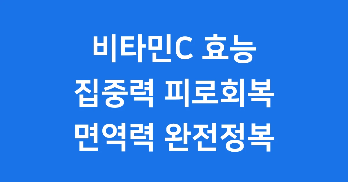 비타민C 효능 집중력 피로회복 면역력