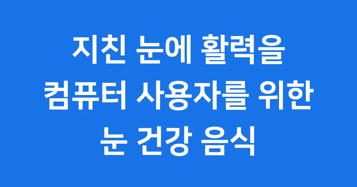컴퓨터 많이 하는 사람 눈 건강 음식