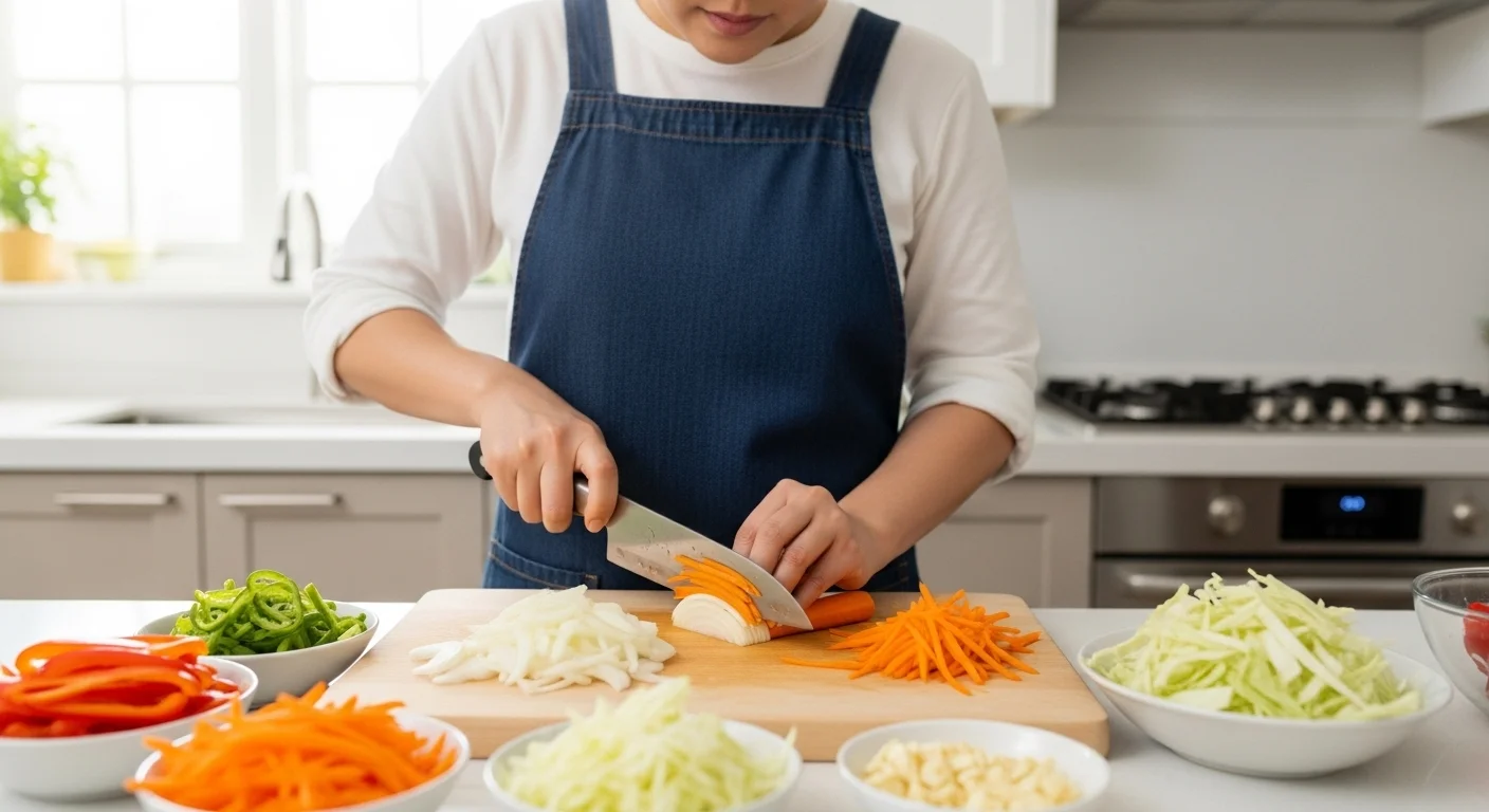 채소 준비: 색감과 아삭함을 더하는 비결