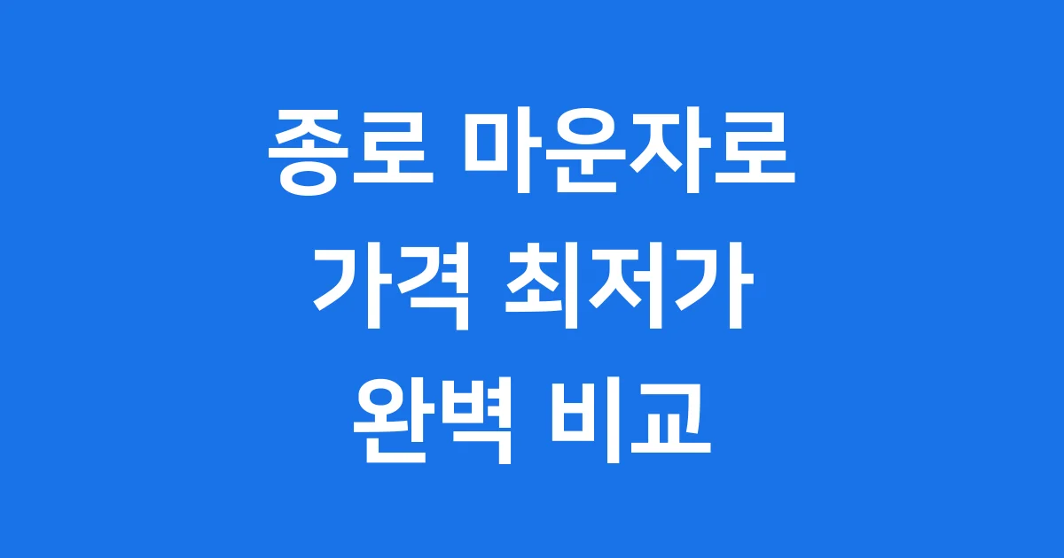 종로 마운자로 가격