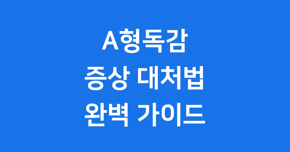 A형독감 증상 완벽 가이드