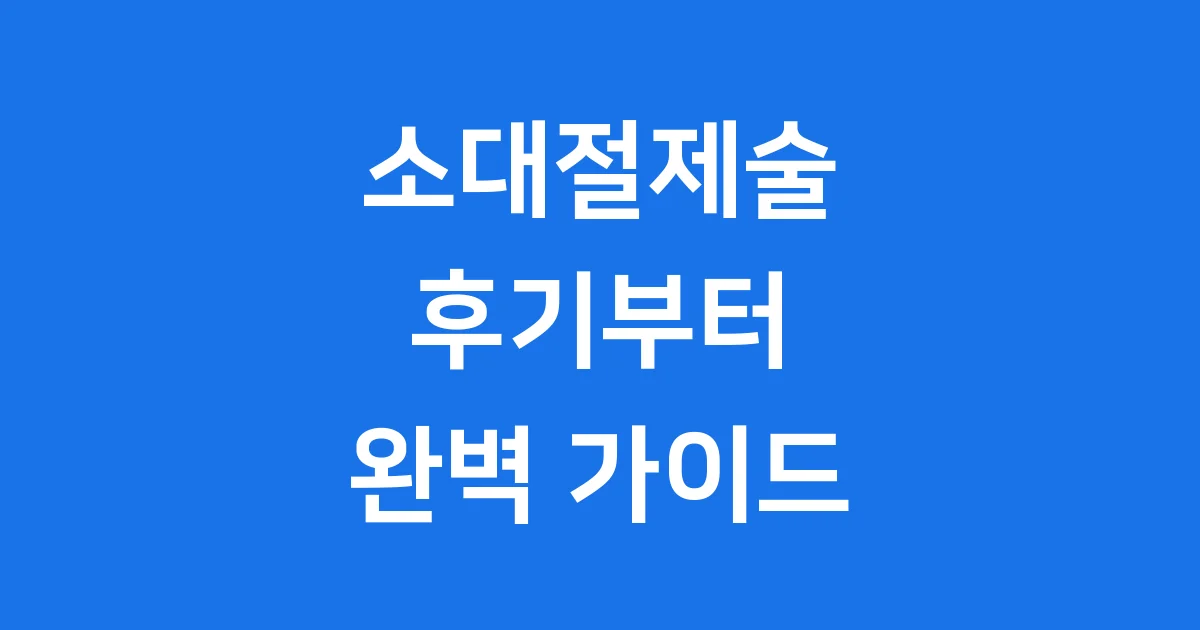 소대절제술 후기