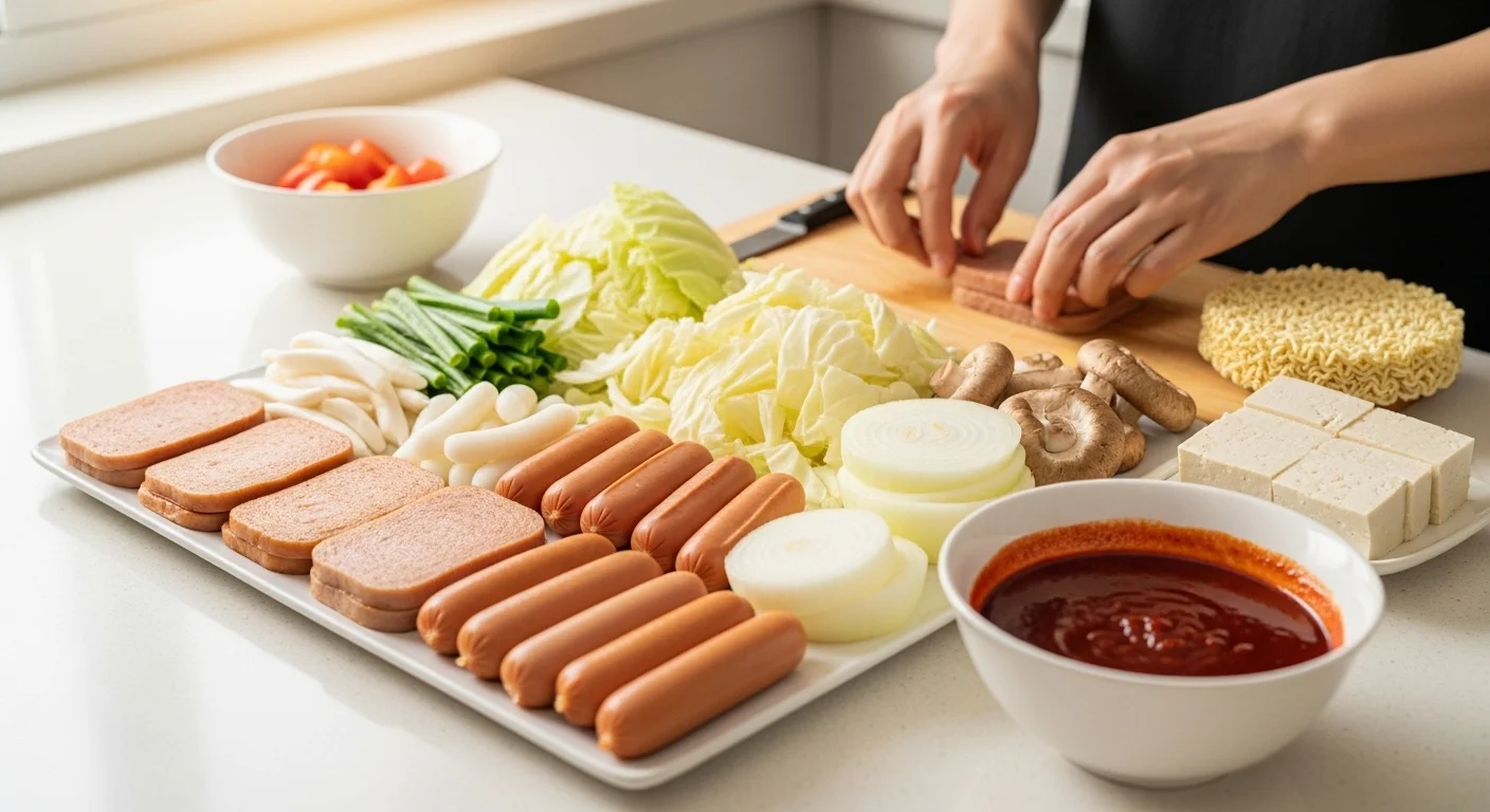 류수영 부대찌개 핵심 재료와 황금 양념장!