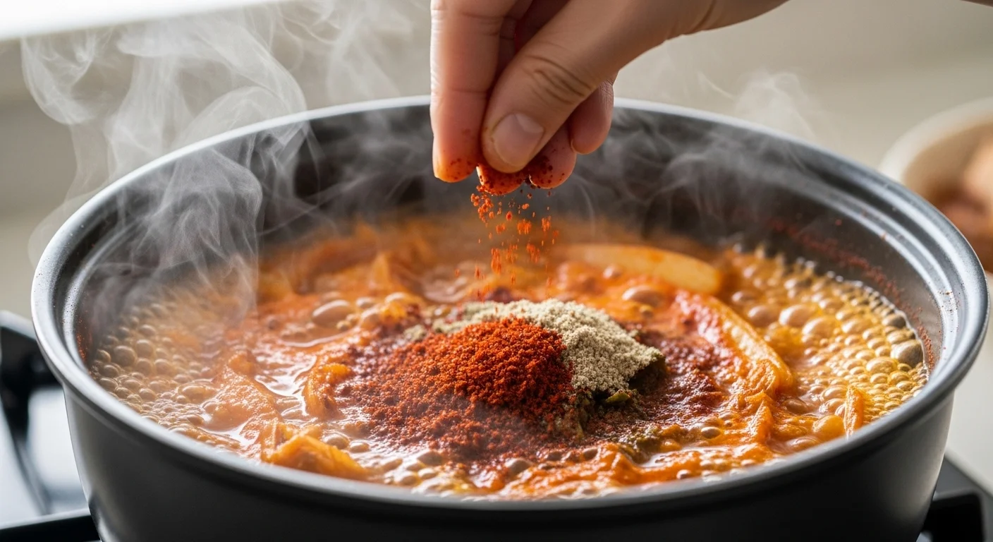 백종원 김치찌개 맛의 황금 비율, 양념 더하기