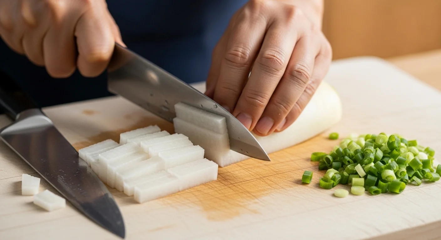 무와 대파의 손질 및 준비