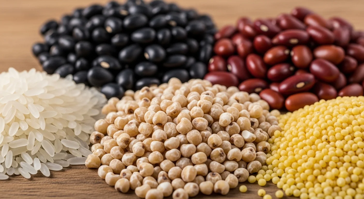 오곡밥의 다섯 가지 보물: 찹쌀, 검은콩, 팥, 수수, 조