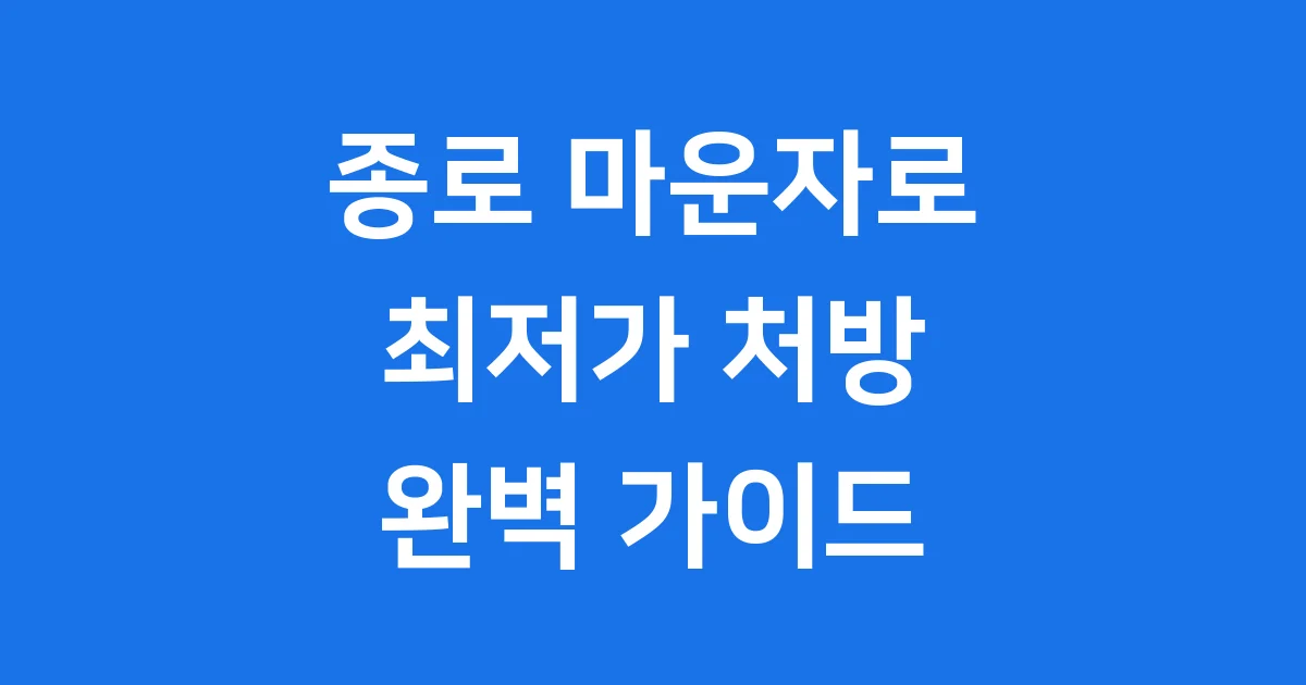 종로 마운자로 가격