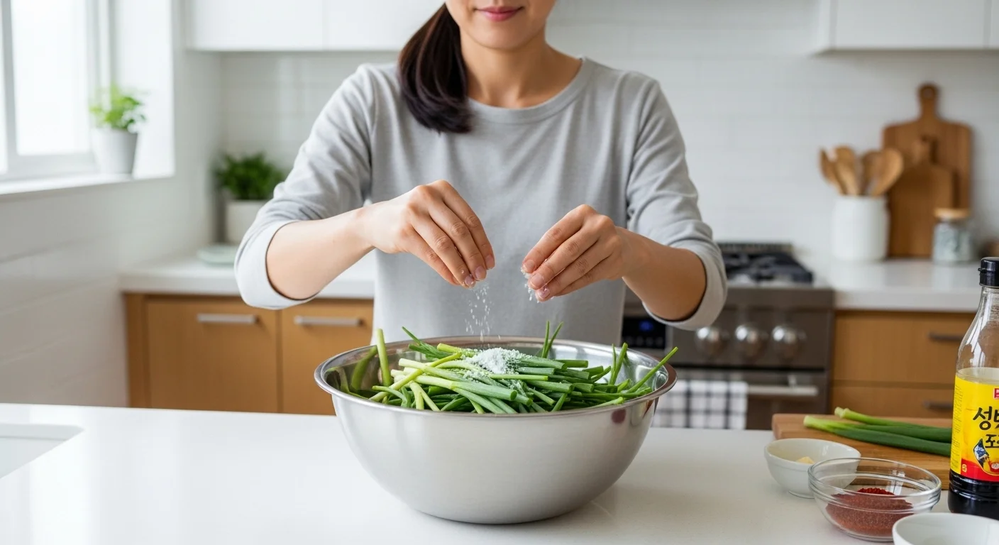 맛있는 파김치를 위한 쪽파 절이기 비법!