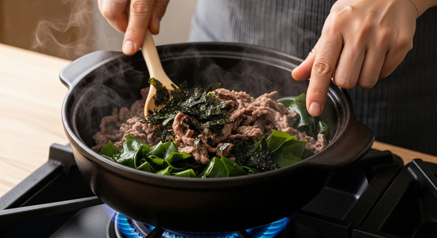 깊은 맛을 위한 소고기+미역 황금 볶기 과정!