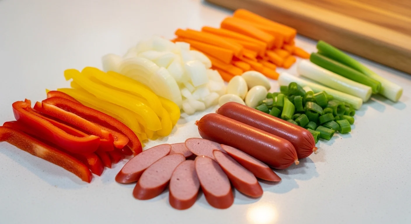 쏘야의 핵심 재료, 소시지와 채소는 어떻게 준비할까요?