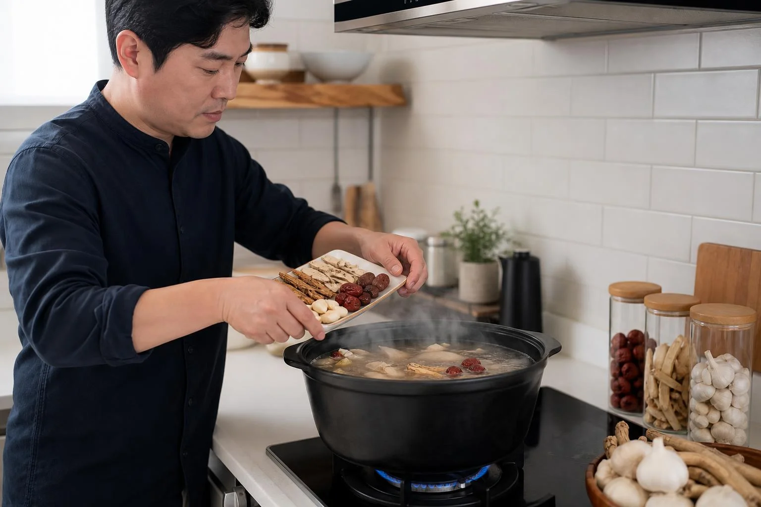 육수 베이스 만들기: 황기·삼계탕팩·향신 채소로 국물 맛 잡기