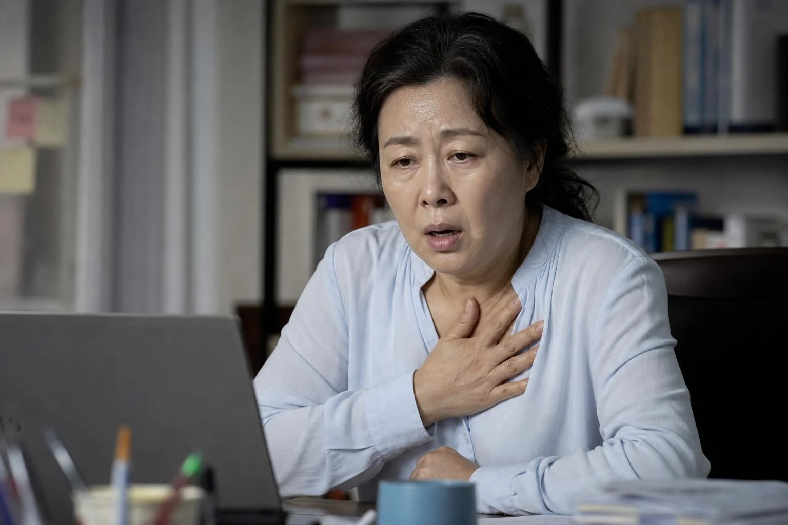 흉통 없이 나타나는 전조증상 – 숨찬 증상, 식은땀, 어지럼증, 소화불량, 극심한 피로