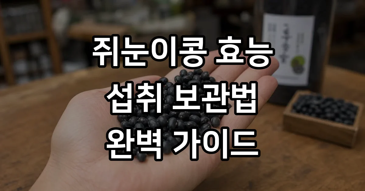 쥐눈이콩 효능 먹는법 보관법 2026년 정보