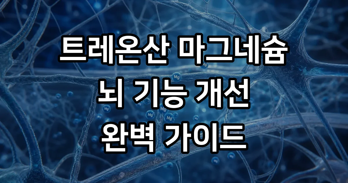 트레온산마그네슘 효능 복용법 뇌 건강 핵심 정리